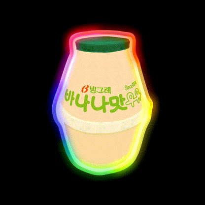 Korean Banana Milk Snack Food Led Neon Sign Rgb Color