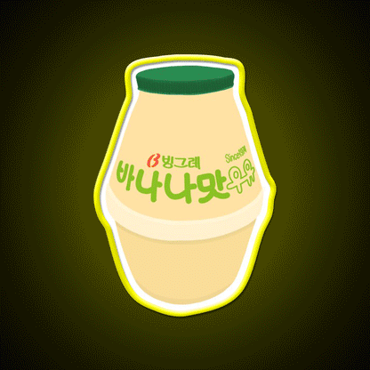 Korean Banana Milk Snack Food Led Neon Sign Rgb Color