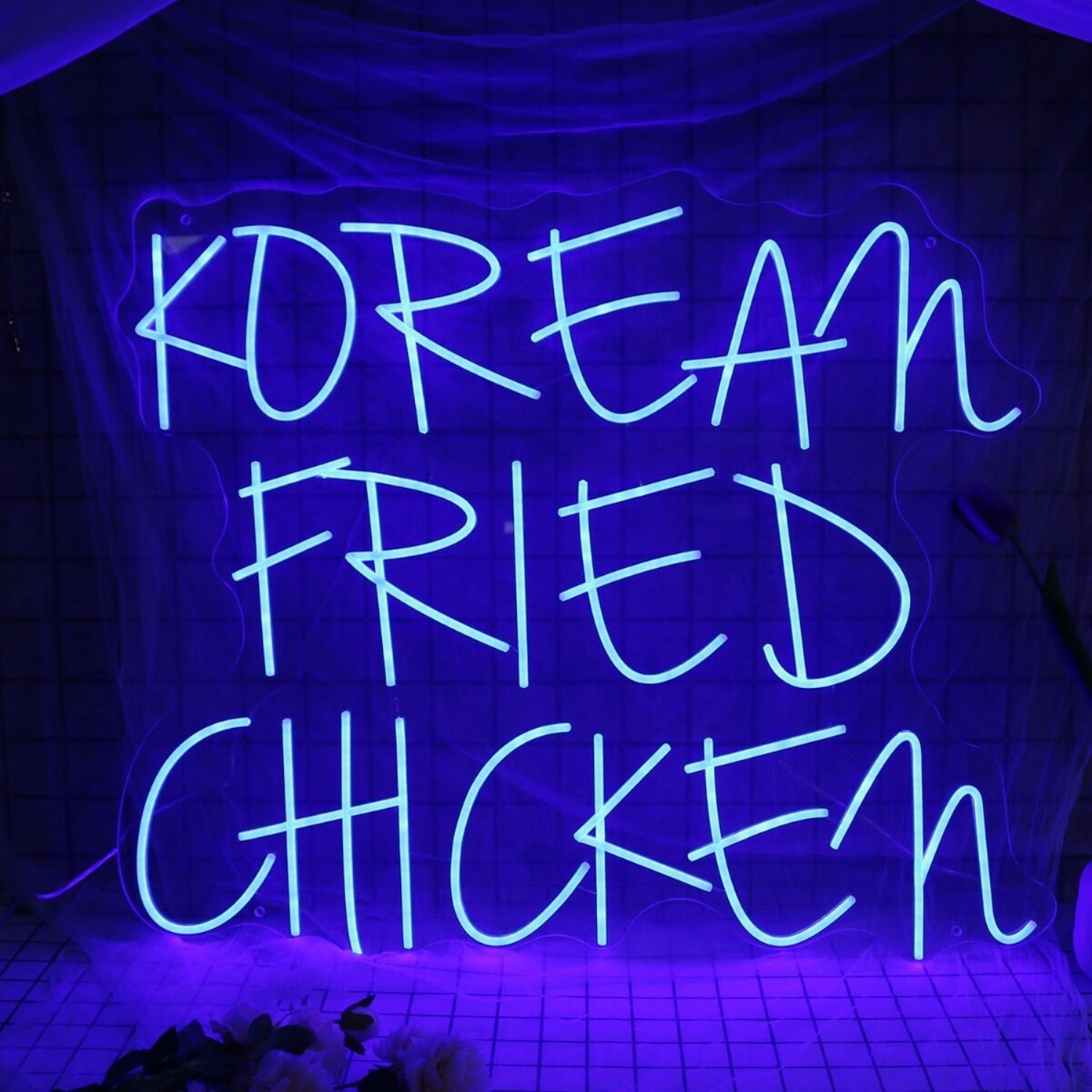 Korean Fried Chicken Blue Led Neon Sign | Shineneon