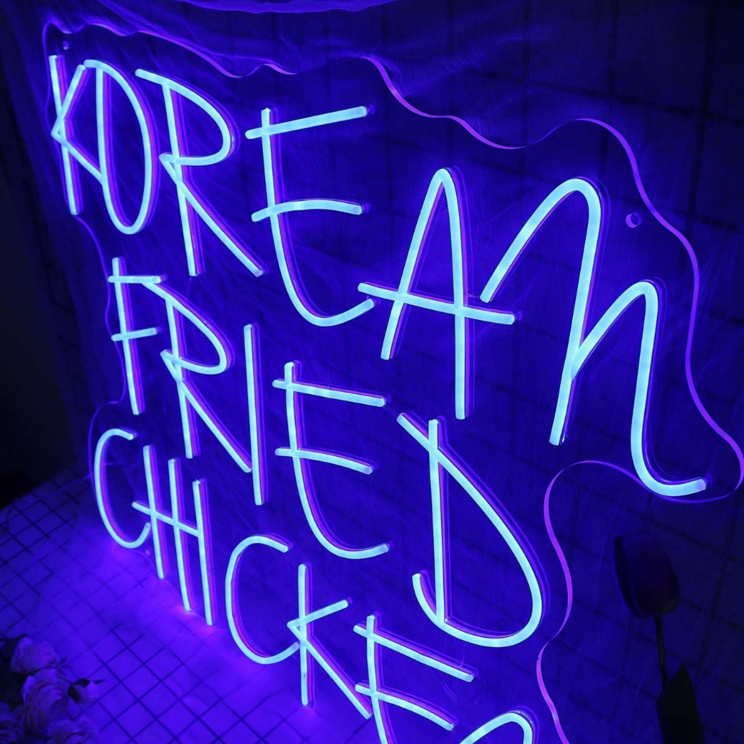 Korean Fried Chicken Blue Led Neon Sign | Shineneon