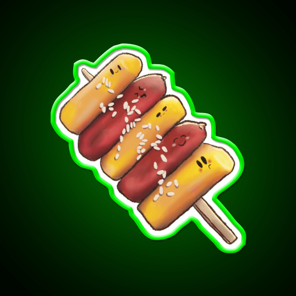 Korean So Tteok So Tteok Sausage Rice Cake Snack Food Led Neon Sign Rgb Color - Shineneon