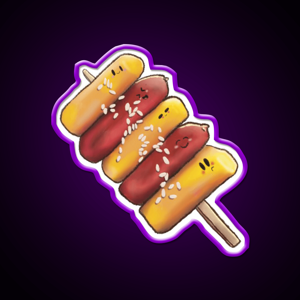 Korean So Tteok So Tteok Sausage Rice Cake Snack Food Led Neon Sign Rgb Color - Shineneon