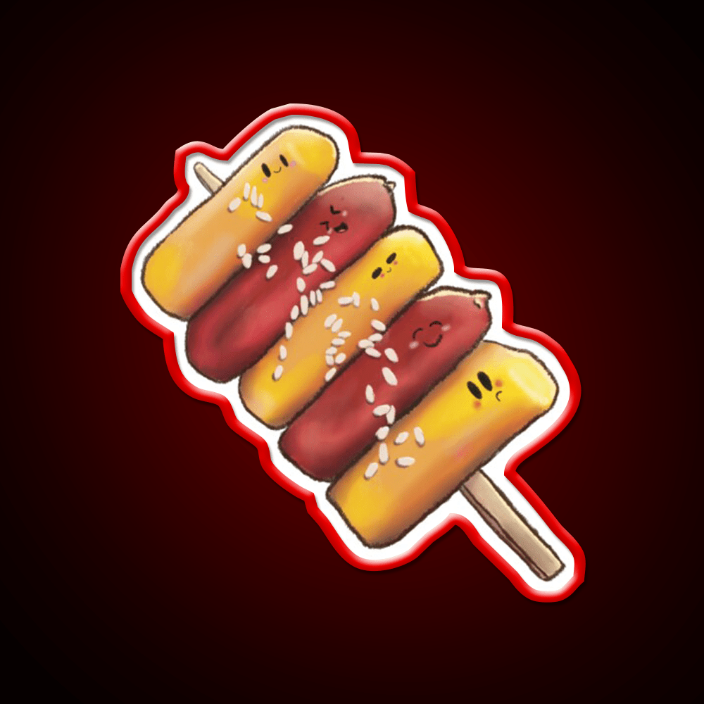 Korean So Tteok So Tteok Sausage Rice Cake Snack Food Led Neon Sign Rgb Color - Shineneon