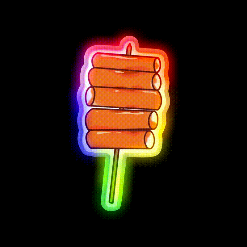 Korean Tteokbokki Spicy Rice Cake Snack Food Led Neon Sign Rgb Color - LED neon sign close-up detail