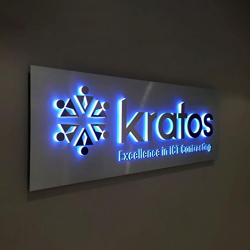 Kratos With Logo 3D Frontlit Letters Metal Led Sign