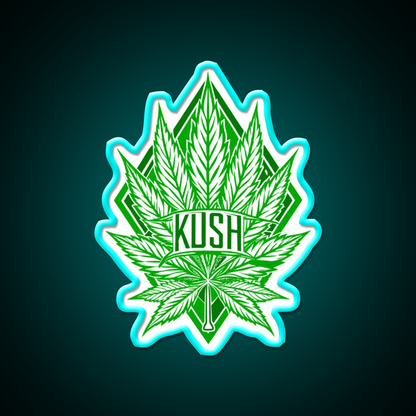 Kush Leaf Hemp Inspired Green Leaf Led Neon Sign Rgb Color - Size and dimension reference