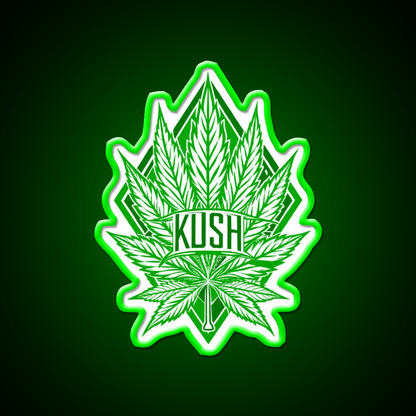 Kush Leaf Hemp Inspired Green Leaf Led Neon Sign Rgb Color - Shineneon