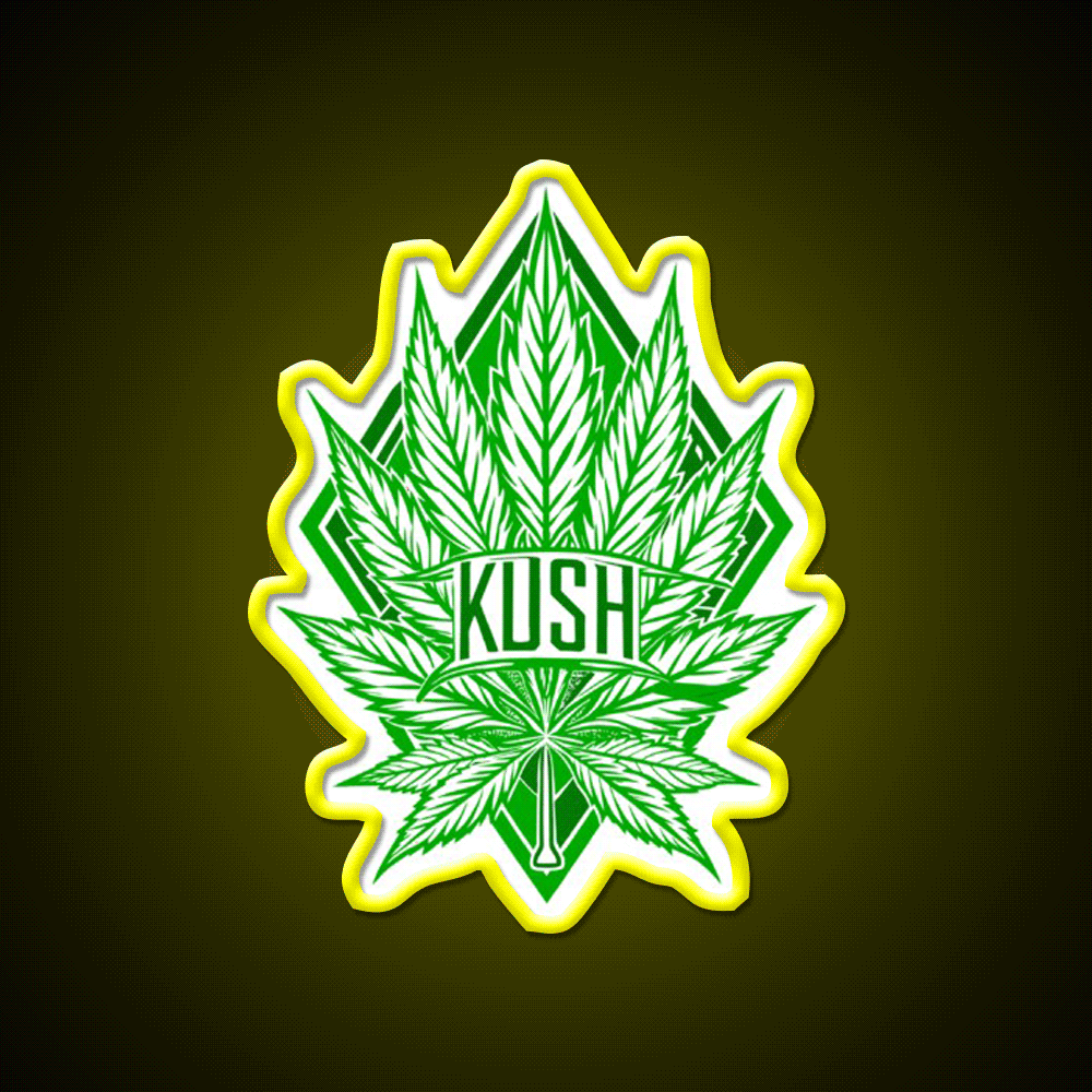Kush Leaf Hemp Inspired Green Leaf Led Neon Sign Rgb Color - Custom LED neon sign front view