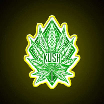 Kush Leaf Hemp Inspired Green Leaf Led Neon Sign Rgb Color - Custom LED neon sign front view