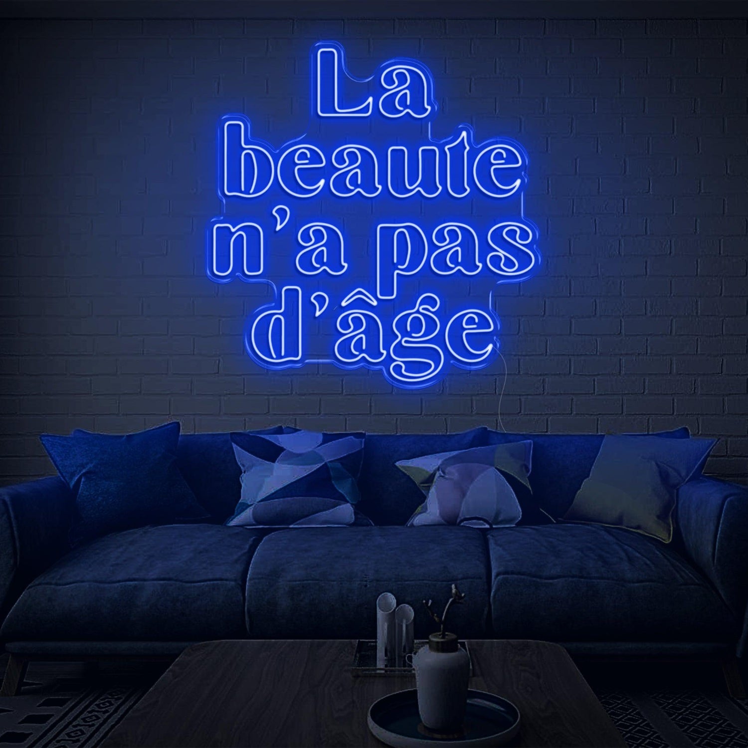 La Beaute Blue French Script Led Neon Sign For Home And Boutique Decor | Shineneon