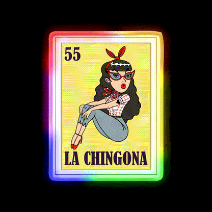 La Chingona Loteria Mexico 5 May Gift Bingo Party Drink Tequila Led Neon Sign Rgb Color - LED neon sign close-up detail