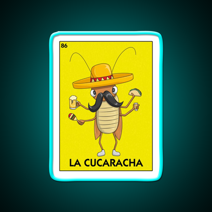 La Cucaracha Mexican Bingo With Taco And Beer Bar Decor Led Neon Sign Rgb Color - Size and dimension reference