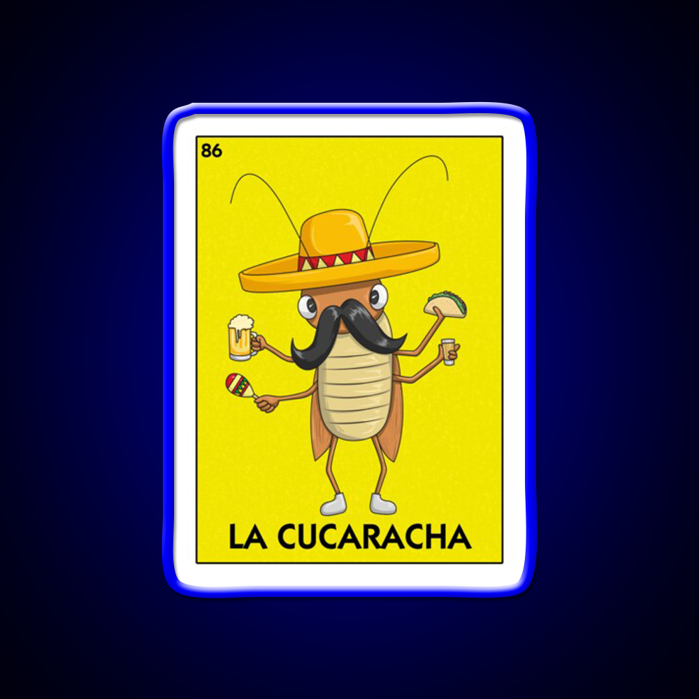 La Cucaracha Mexican Bingo With Taco And Beer Bar Decor Led Neon Sign Rgb Color - LED neon sign view 5