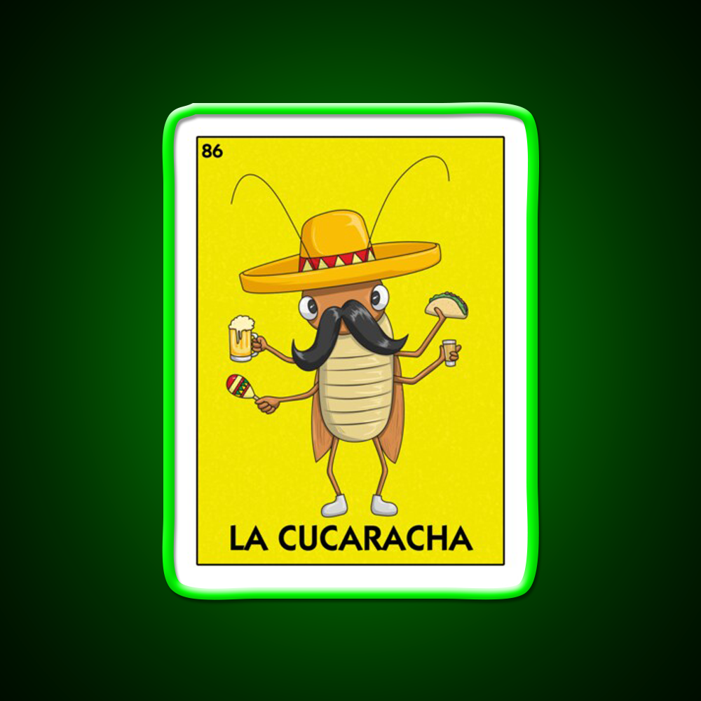 La Cucaracha Mexican Bingo With Taco And Beer Bar Decor Led Neon Sign Rgb Color - LED neon sign view 8