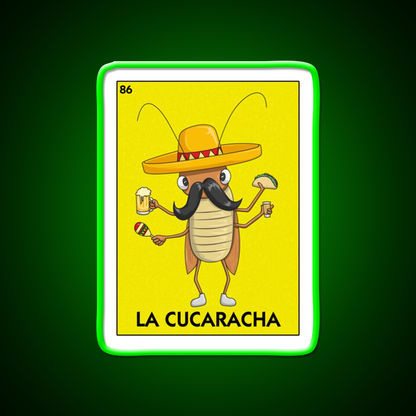 La Cucaracha Mexican Bingo With Taco And Beer Bar Decor Led Neon Sign Rgb Color - LED neon sign view 8