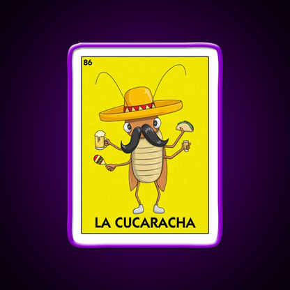 La Cucaracha Mexican Bingo With Taco And Beer Bar Decor Led Neon Sign Rgb Color - LED neon sign view 9