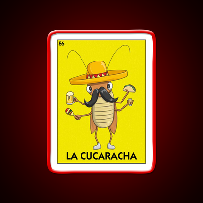 La Cucaracha Mexican Bingo With Taco And Beer Bar Decor Led Neon Sign Rgb Color - LED neon sign view 10