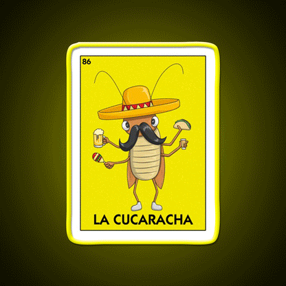 La Cucaracha Mexican Bingo With Taco And Beer Bar Decor Led Neon Sign Rgb Color - Custom LED neon sign front view