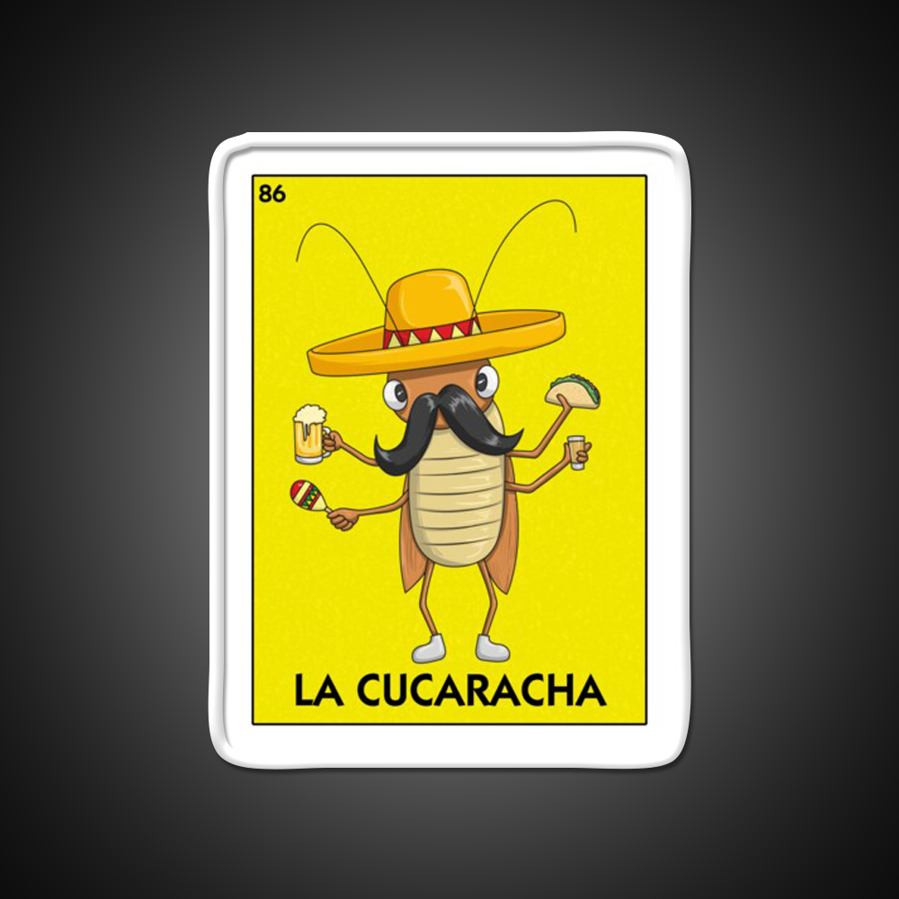 La Cucaracha Mexican Bingo With Taco And Beer Bar Decor Led Neon Sign Rgb Color - LED neon sign view 11