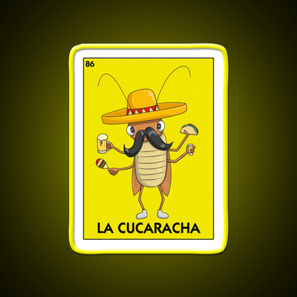 La Cucaracha Mexican Bingo With Taco And Beer Bar Decor Led Neon Sign Rgb Color - LED neon sign view 7