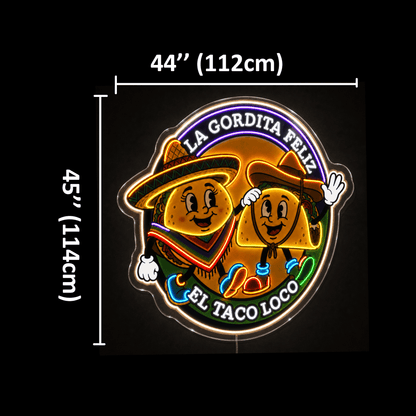 LA GORDITA FELIZ EL TACO LOCO Custom LED Neon Sign - Shineneon