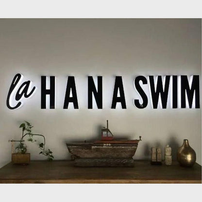 La Hanaswim 3D Backlit Channel Letters Led Light Sign - Shineneon