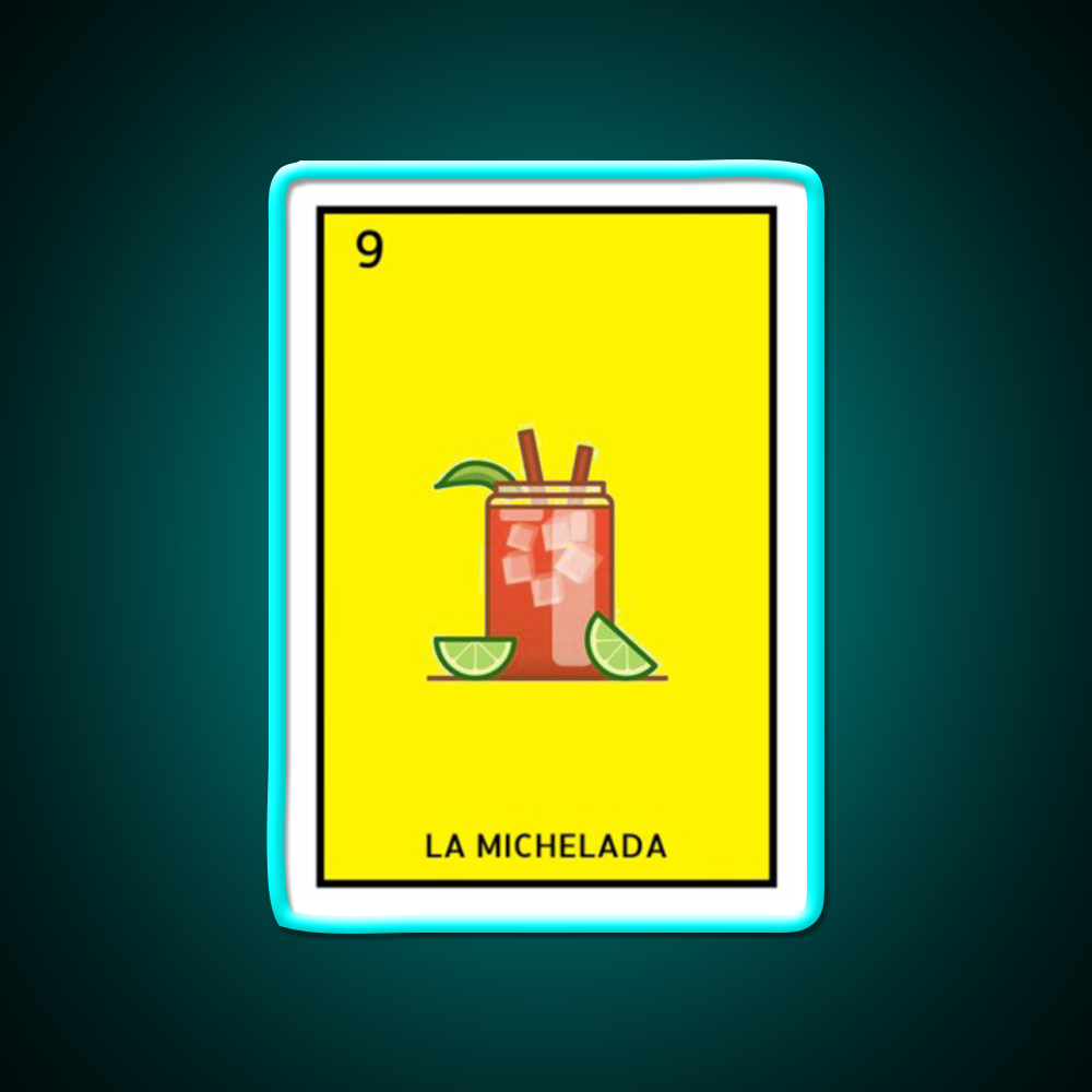 La Michelada Loteria Beer Bar Decor Led Neon Sign Rgb Color - Size and dimension reference