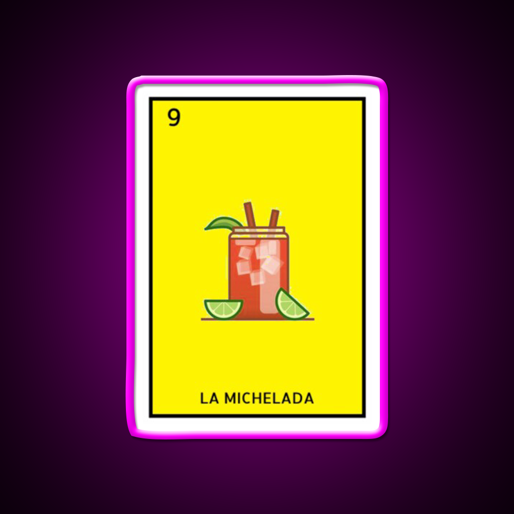 La Michelada Loteria Beer Bar Decor Led Neon Sign Rgb Color - Neon sign mounted on wall in room