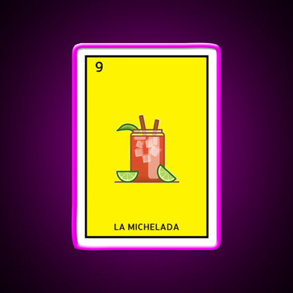 La Michelada Loteria Beer Bar Decor Led Neon Sign Rgb Color - Neon sign mounted on wall in room