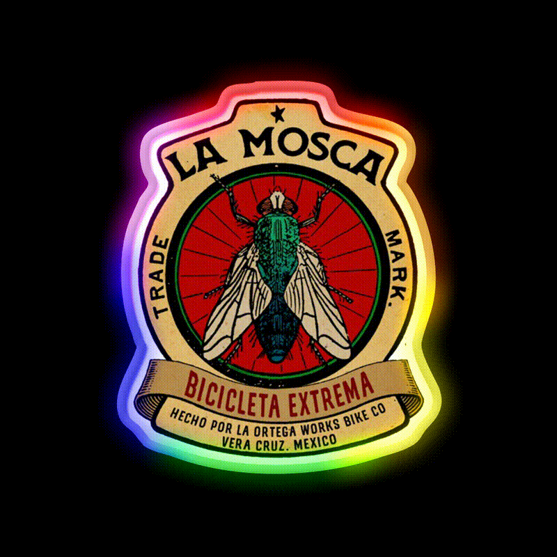 La Mosca Vintage Mexican Bicycle Party Drink Tequila Led Neon Sign Rgb Color - LED neon sign close-up detail