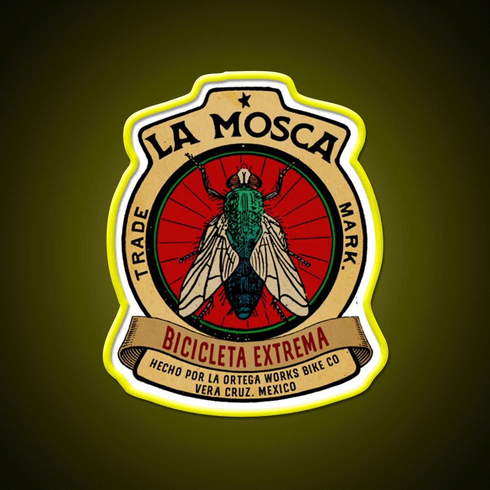 La Mosca Vintage Mexican Bicycle Party Drink Tequila Led Neon Sign Rgb Color - Custom LED neon sign front view