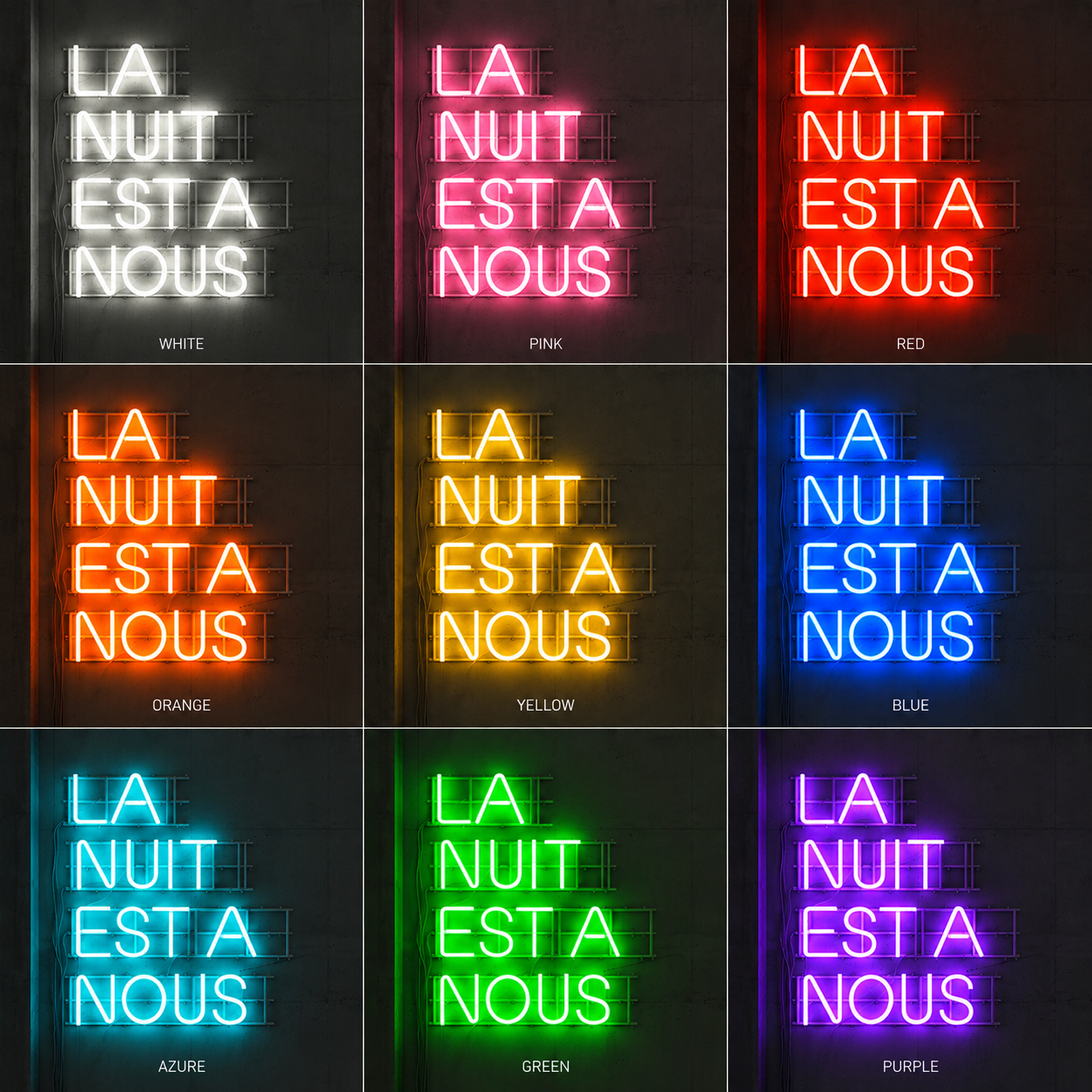 La Nuit Esta Nous LED Neon Sign - 05 Color Grid