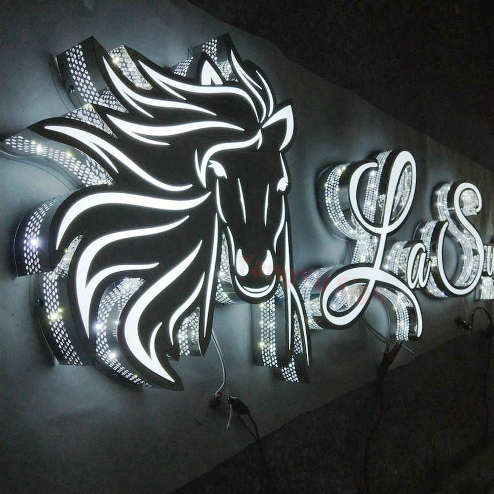 La Su With Horse Logo 3D Frontlit And Backlit Channel Letter Led Light Sign - Shineneon
