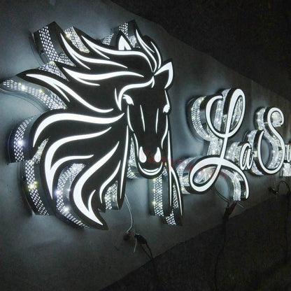 La Su With Horse Logo 3D Frontlit And Backlit Channel Letter Led Light Sign - Shineneon