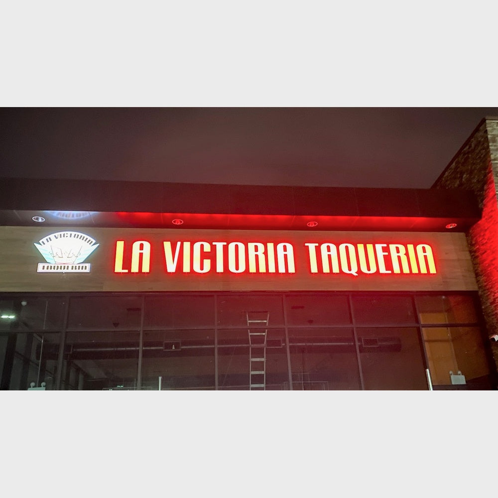 La Victoria Taqueria 3D Frontlit And Backlit Channel Letter Led Light Sign