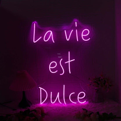 La Vie Est Dulce Purple Neon Sign | Shineneon