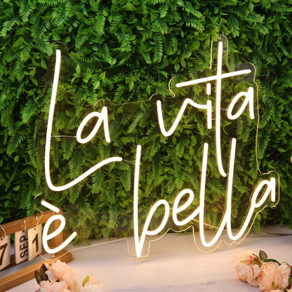 La Vita E Bella Yellow Led Neon Sign - Shineneon