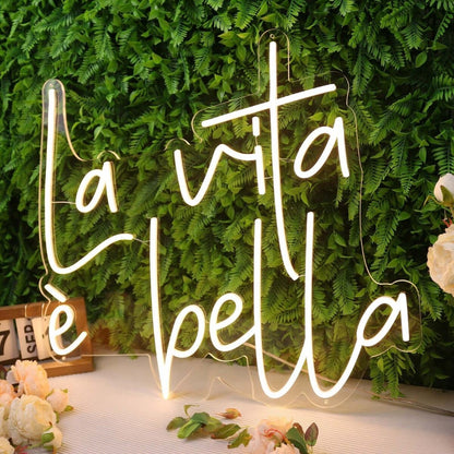 La Vita E Bella Yellow Led Neon Sign - Shineneon