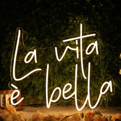La Vita E Bella Yellow Led Neon Sign - Shineneon
