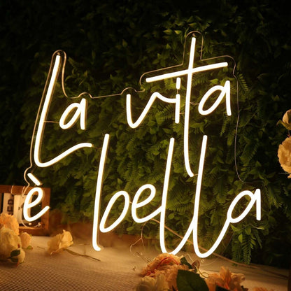 La Vita E Bella Yellow Led Neon Sign - Shineneon