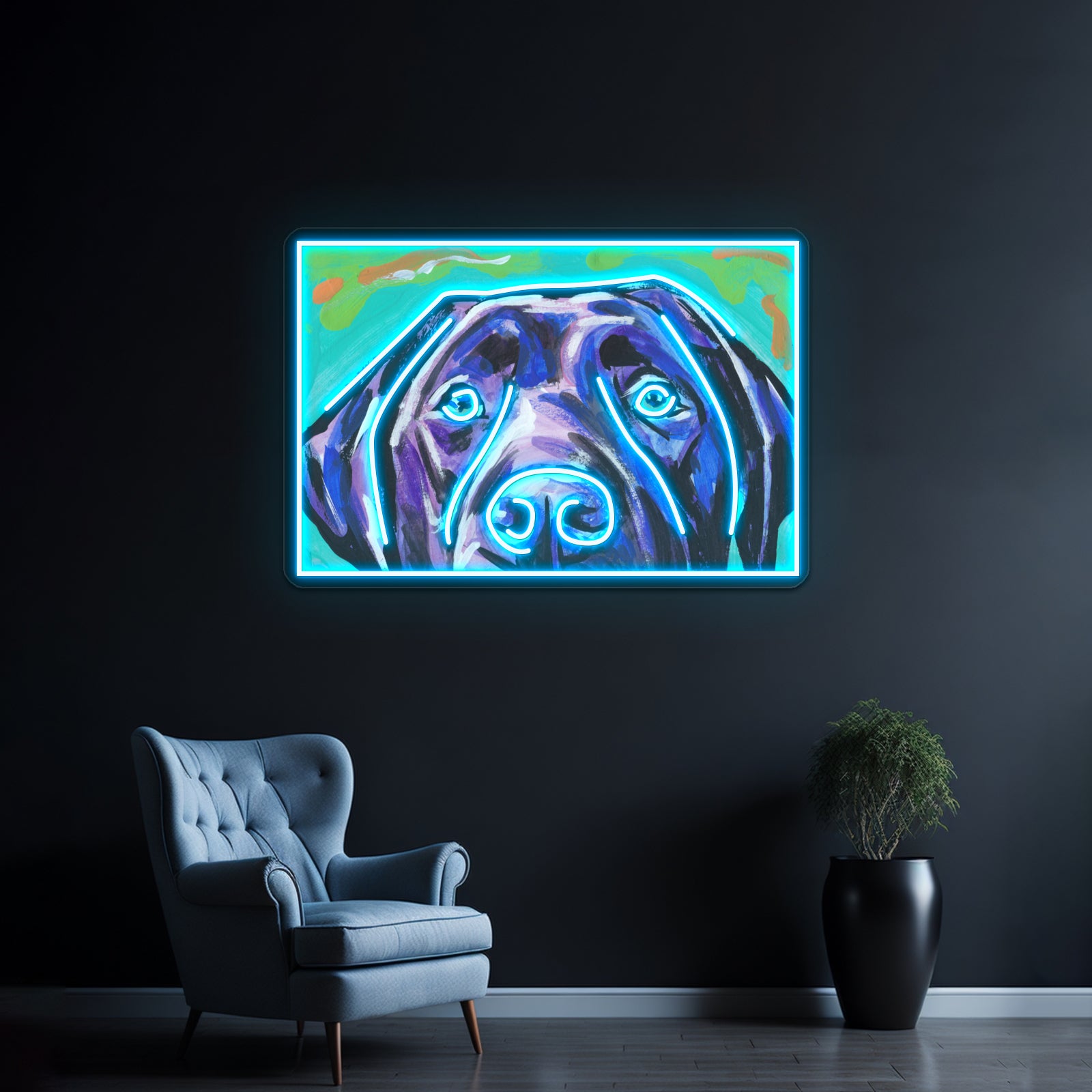 Labrador Retriever Colorful Pop Dog Artwork Neon Signs For Sale