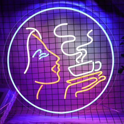 Lady Drinking Coffee Led Neon Sign | Shineneon