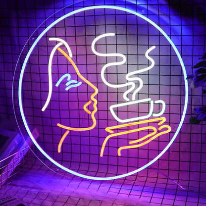 Lady Drinking Coffee Led Neon Sign | Shineneon