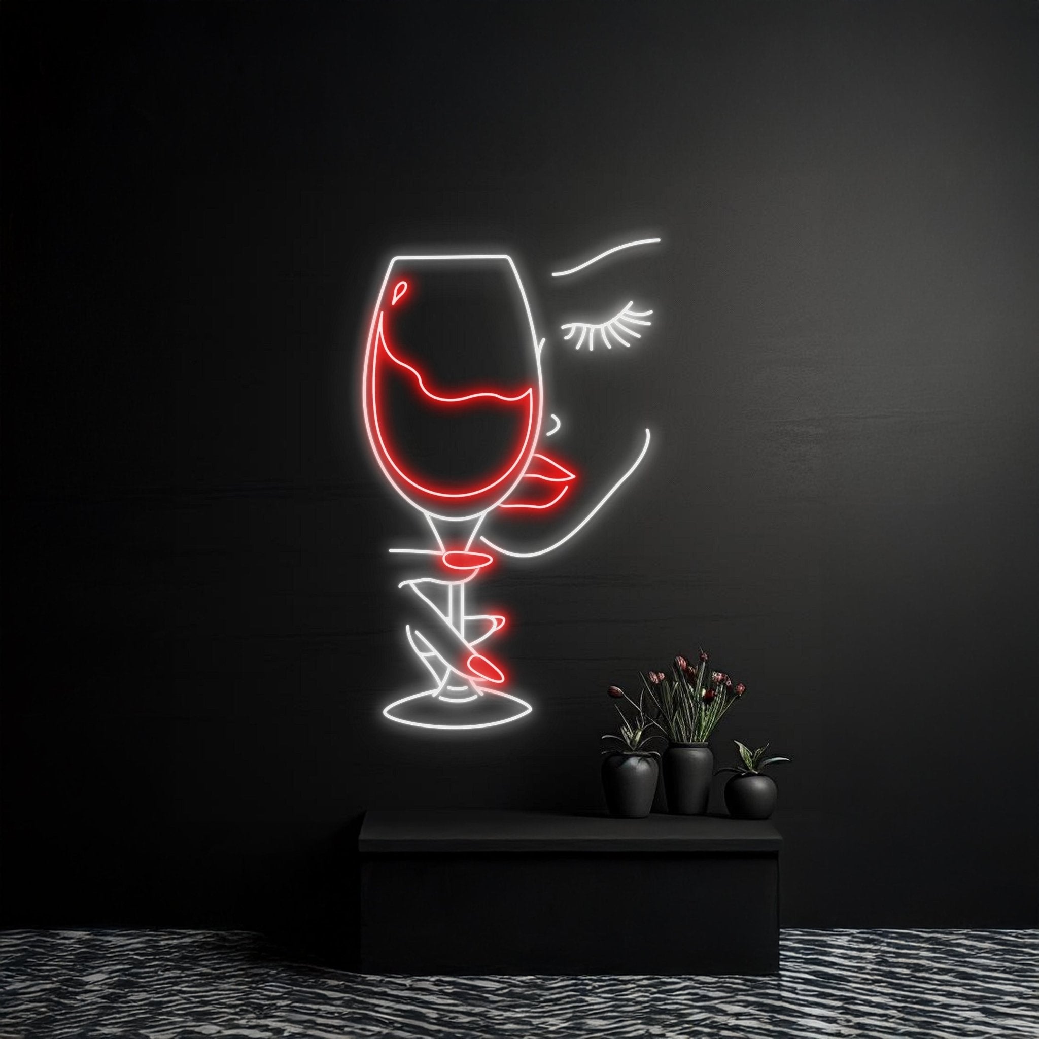 Lady Drinking Wine Neon Sign - Shineneon