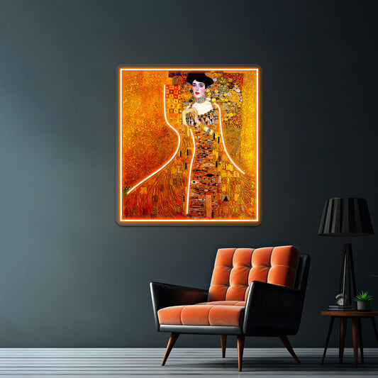 Lady In Gold Gustav Klimt 1912 High Definition Painting Print Wall Artwork Neon Signs