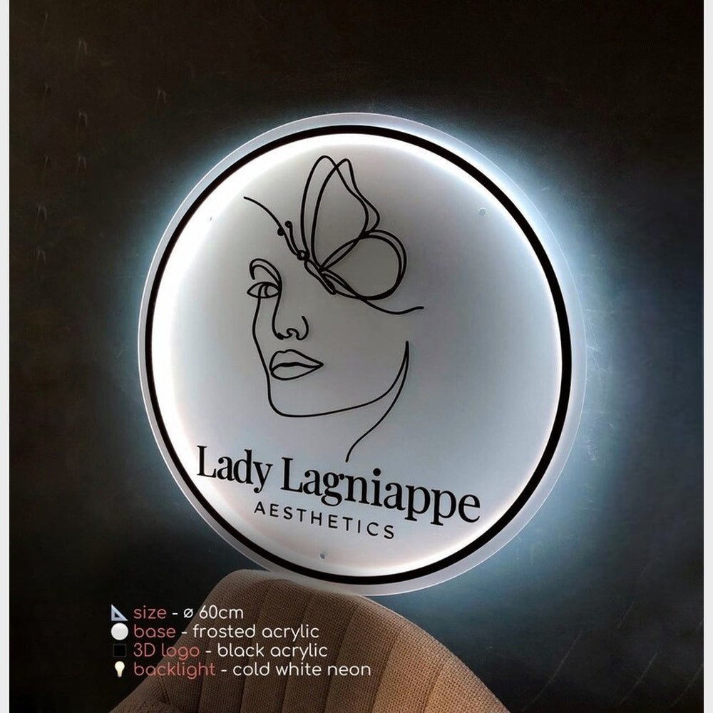 Lady Lagniappe Aesthetics Acrylic Business Logo Sign - Shineneon
