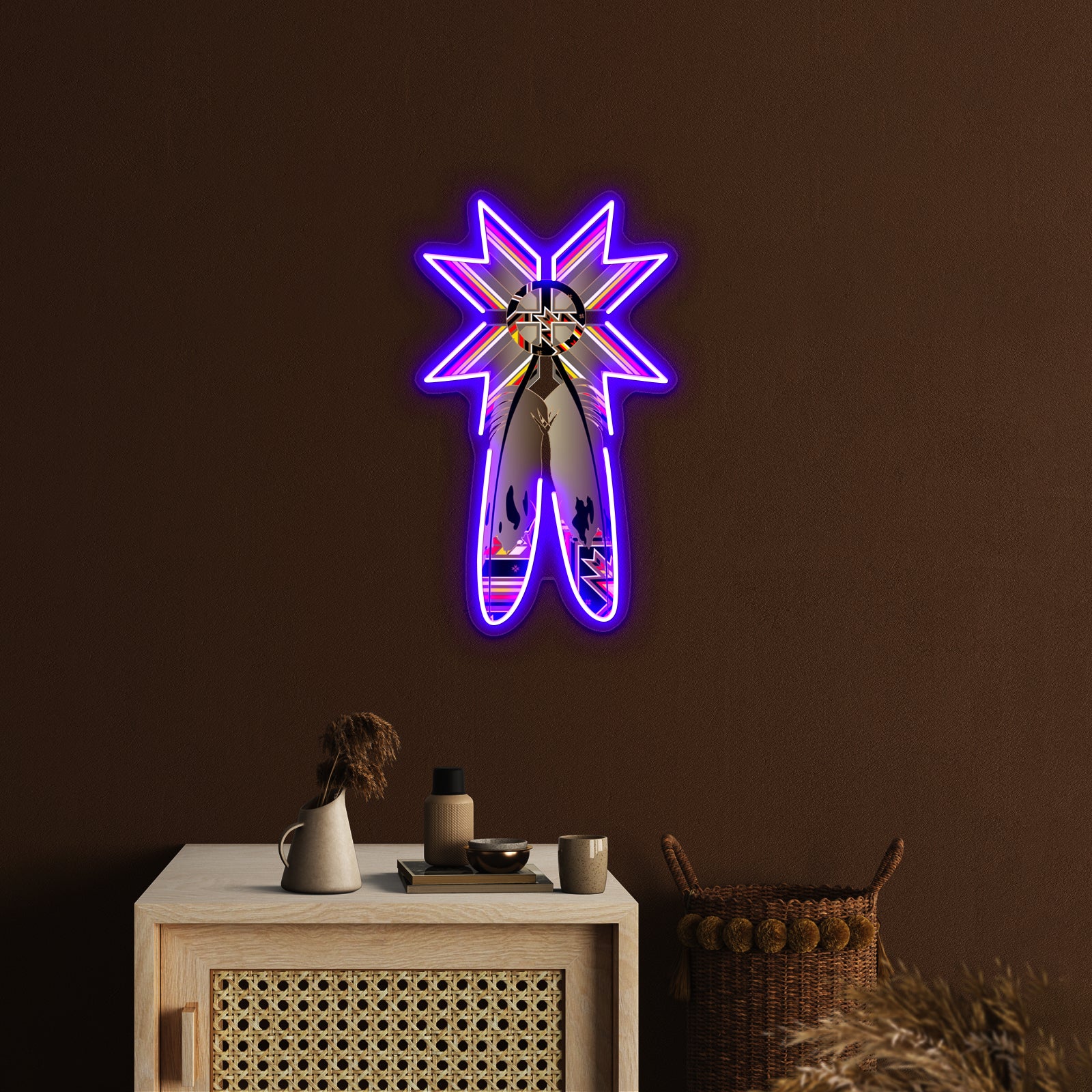 Lakota Design Artwork Neon Light Signs Custom - Neon sign mounted on wall in room