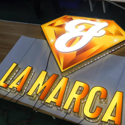 Lamarca 3D Front And Back Lit Letters Metal Led Sign - Shineneon