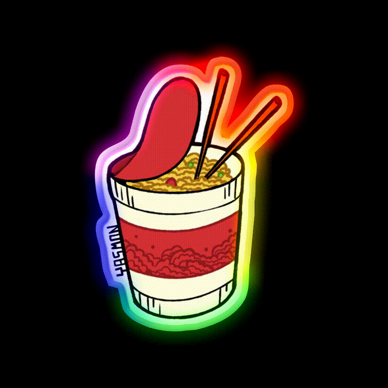 Lamen Cup Fast Food Led Neon Sign For Burger Place Rgb Color