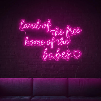 Land Of The Free Home Of The Babes Green Glow Led Neon Sign For Home Decor | Shineneon